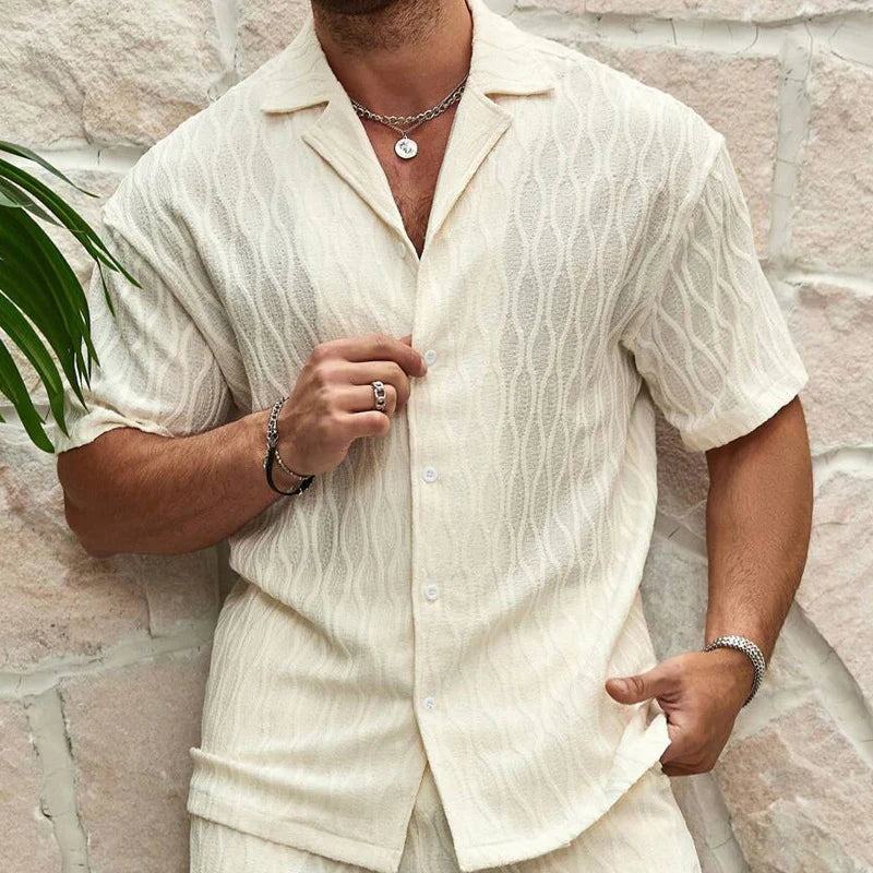 Men Summer Fashion Loose Casual Beach Vacation Two-Piece Suit