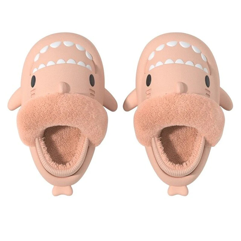 2022 Hot Cartoon Shark Cotton Slippers Adults Kids Warm Winter Cute Shoes Parents Children Waterproof Indoor Outdoor Plush Soft