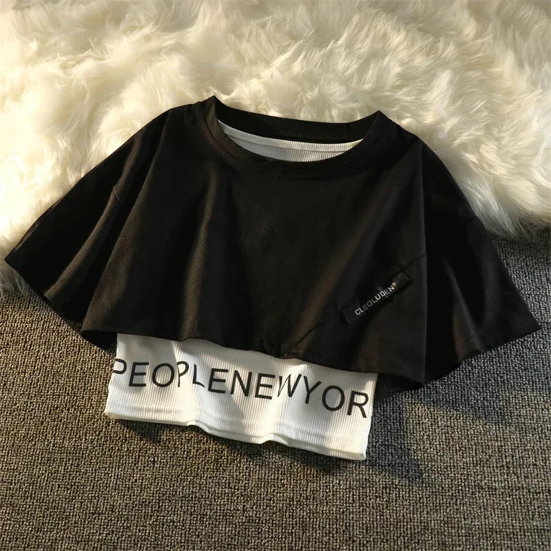 Summer Casual 3 Piece Sets Women Short Sleeve Crop Tops+Cargo Pants Suit 2025 New Korean Style Loose Fashion Woman'S Clothing