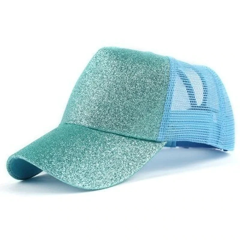 2019 New Glitter Caps Sequins Shining High Quality Fashion Womens Messy Bun Adjustable Baseball Snapback