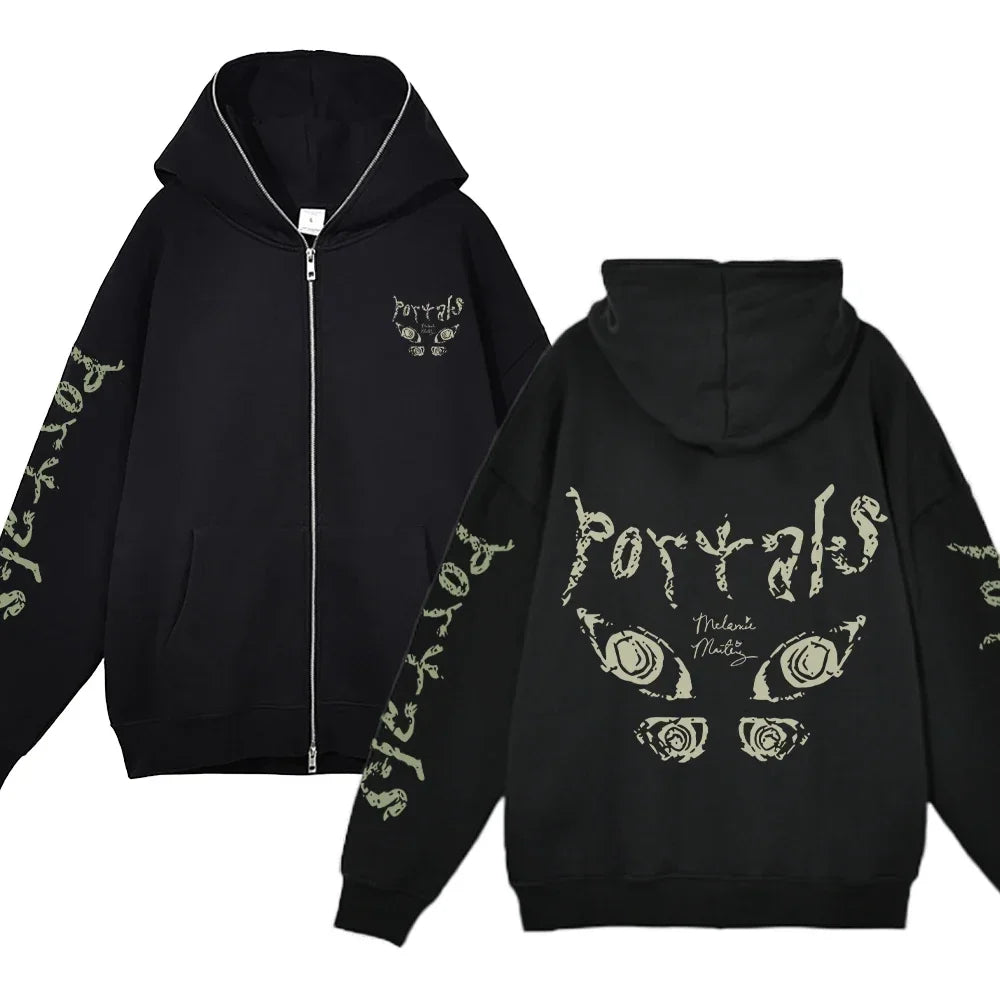 Melanie Martinez Hoodies Rapper Streetwear Jackets Casual Loose Zipper Sweatshirts Long Sleeve Full Zipup Hoodie Y2K Women Hoody