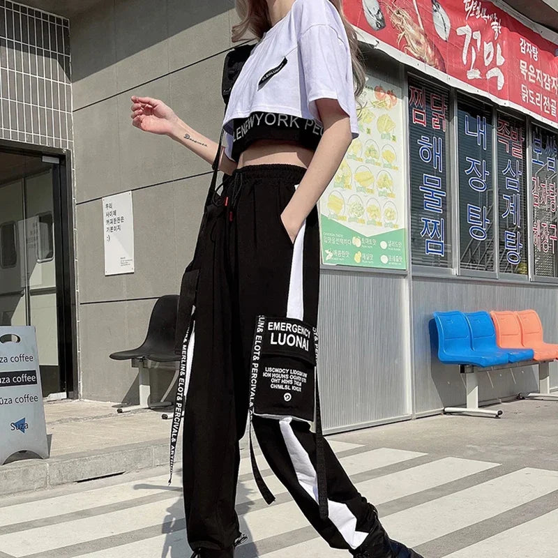 Summer Casual 3 Piece Sets Women Short Sleeve Crop Tops+Cargo Pants Suit 2025 New Korean Style Loose Fashion Woman'S Clothing