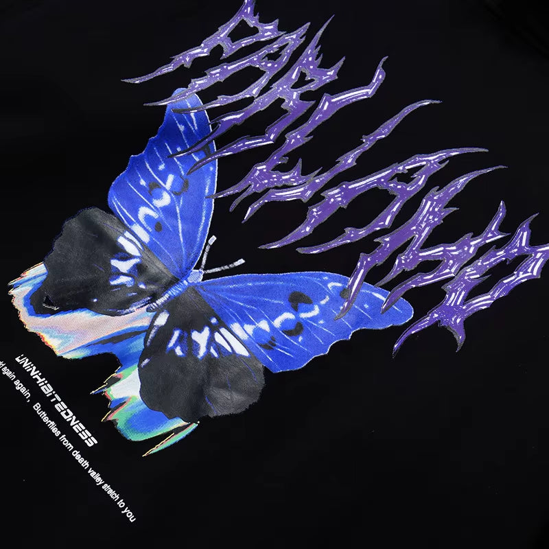 Men Hip Hop Hoodie Sweatshirt Butterfly Streetwear Harajuku Hoodie Pullover Oversized 2025 Autumn Cotton Hoodie Hiphop Loose