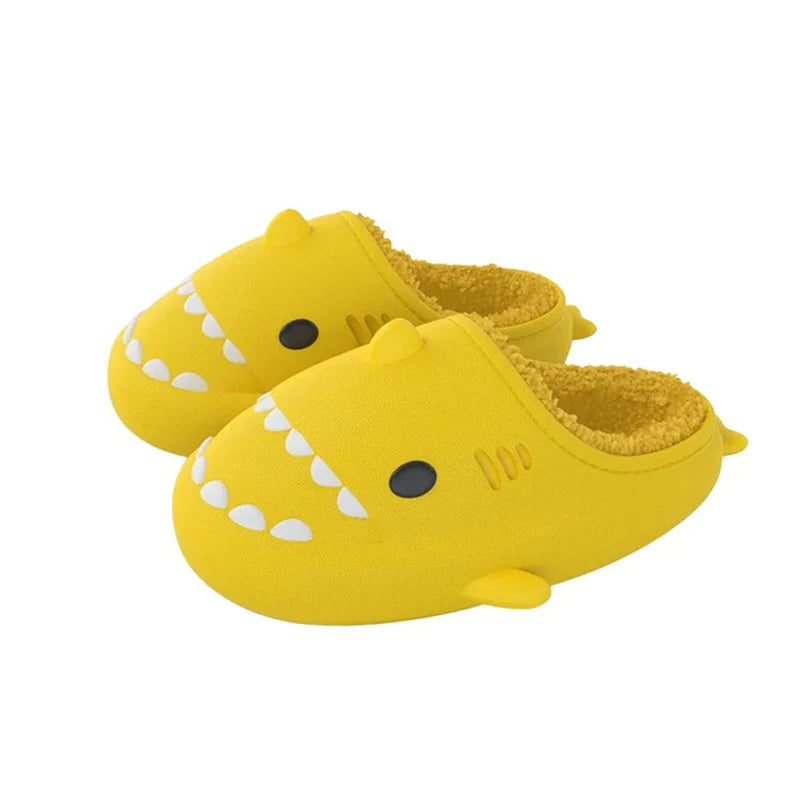 2022 Hot Cartoon Shark Cotton Slippers Adults Kids Warm Winter Cute Shoes Parents Children Waterproof Indoor Outdoor Plush Soft