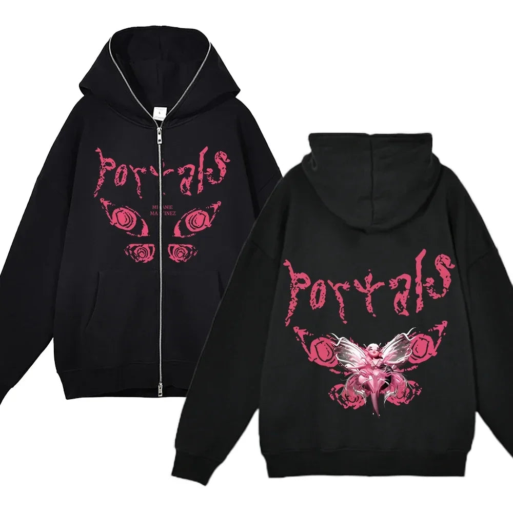 Melanie Martinez Hoodies Rapper Streetwear Jackets Casual Loose Zipper Sweatshirts Long Sleeve Full Zipup Hoodie Y2K Women Hoody