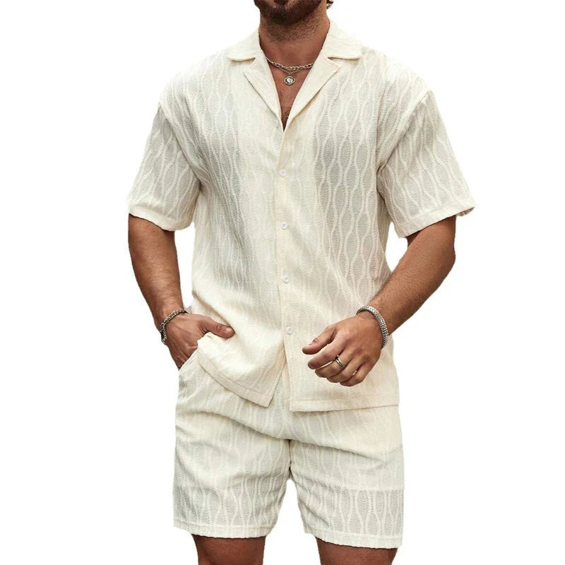 Men Summer Fashion Loose Casual Beach Vacation Two-Piece Suit