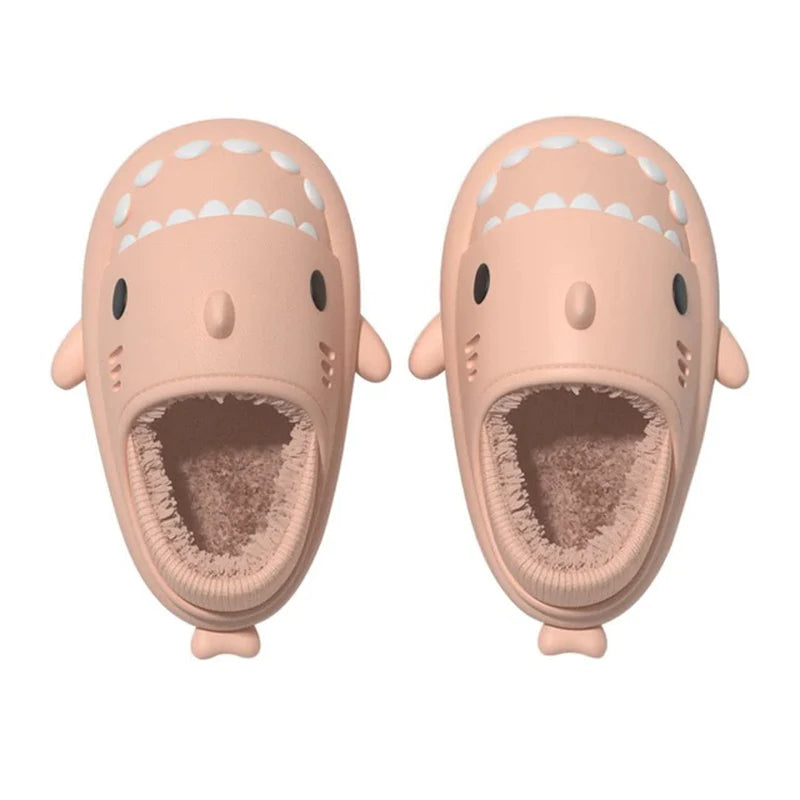 2022 Hot Cartoon Shark Cotton Slippers Adults Kids Warm Winter Cute Shoes Parents Children Waterproof Indoor Outdoor Plush Soft