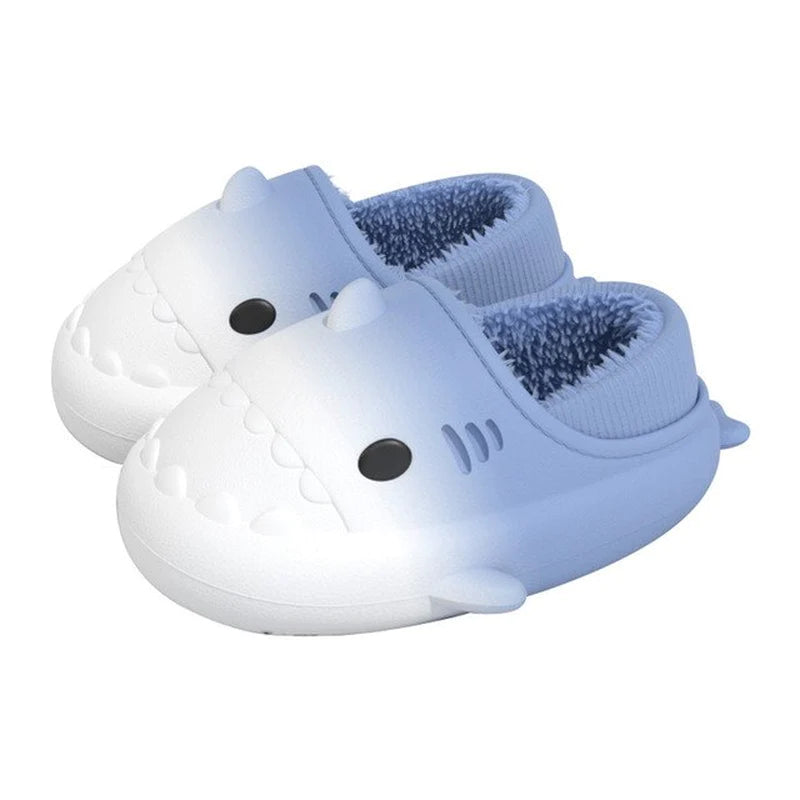 2022 Hot Cartoon Shark Cotton Slippers Adults Kids Warm Winter Cute Shoes Parents Children Waterproof Indoor Outdoor Plush Soft