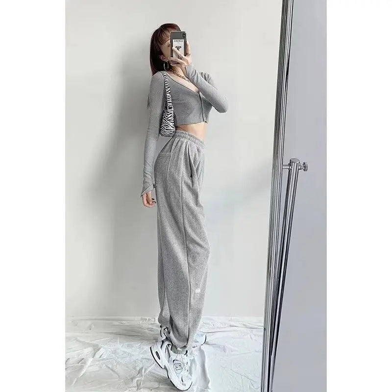 Women Pants Streetwear Fall 2023 Tall Waist Letters Sweatpants Female Leisure Beam Feet Pants for Women Dropshipping WBXQJ27